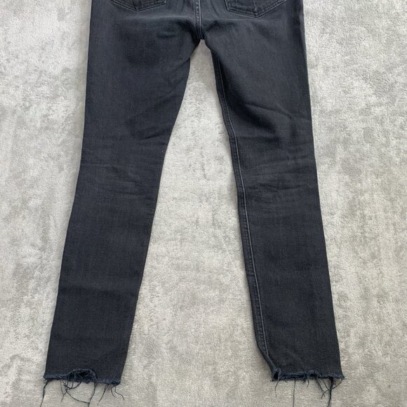 Reformation Jeans Women 26x27” Argentine Black Skinny Raw Hem Stretch Button Fly - Picture 15 of 16